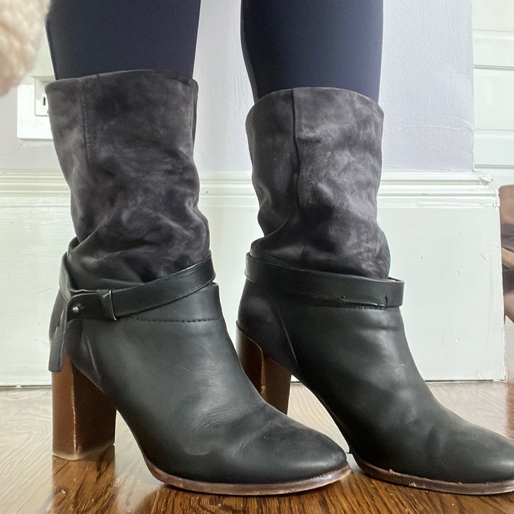 VINCE heeled suede and leather boots